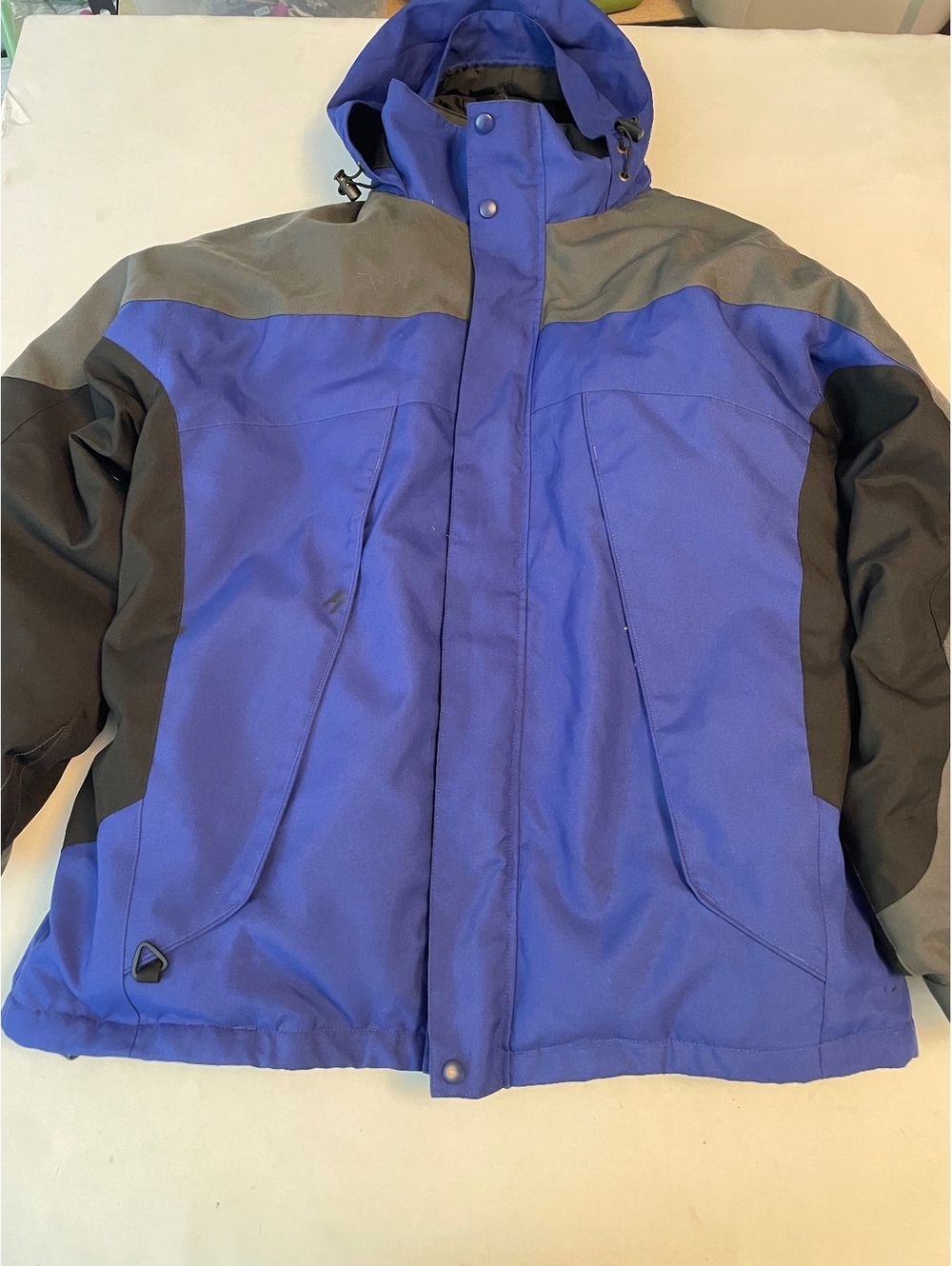Maxam Mountain XL Blue and Gray Fleece Lined Jacket with Feather Insulation